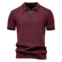 Elegantes Herren-Poloshirt mit Reißverschluss | Kurzarm – Bordeaux