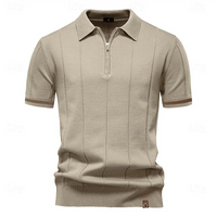 Elegantes Herren-Poloshirt mit Reißverschluss | Kurzarm – Khaki