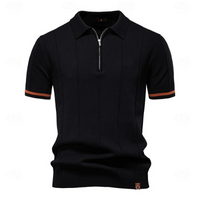 Elegantes Herren-Poloshirt mit Reißverschluss | Kurzarm – Schwarz