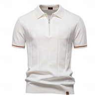 Elegantes Herren-Poloshirt mit Reißverschluss | Kurzarm – Weiß
