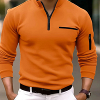 Elegantes Herrenhemd mit viertel Reißverschluss | Langarm – Orange