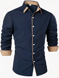 Elegantes Langarmhemd für Herren | Langarm – Marine