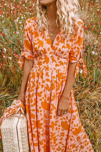 Elegantes luftiges langes Damenkleid | Midi – Orange