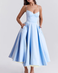 Elegantes Partykleid mit Volumen | Midi – Blau