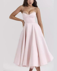 Elegantes Partykleid mit Volumen | Midi – Rosa