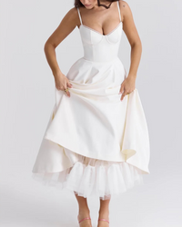 Elegantes Partykleid mit Volumen | Midi – Weiß