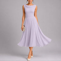 Elfriede | Elegantes Plissee-Midi-Kleid für Hochzeitsgäste im Herbst – Lila