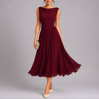 Elfriede | Elegantes Plissee-Midi-Kleid für Hochzeitsgäste im Herbst – Rot
