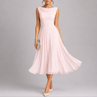 Elfriede | Elegantes Plissee-Midi-Kleid für Hochzeitsgäste im Herbst – Rosa