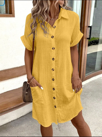 Elegantes Sommer-Hemdkleid für Damen | Mini – Gelb