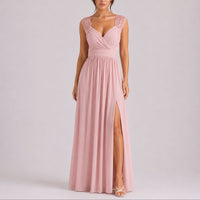 Amelie | Elegantes Spitzen-Maxi-Kleid für Hochzeitsgäste im Herbst – Rosa