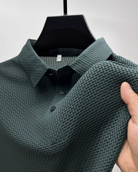 Elegantes strukturiertes Poloshirt für Herren | Kurzarm – Dunkelgrün