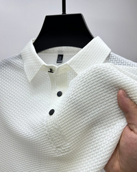 Elegantes strukturiertes Poloshirt für Herren | Kurzarm – Weiß
