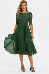 Elegantes Vintage Hochzeitsgastkleid für Damen | Midi – Grün