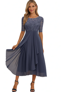 Elegantes Vintage Hochzeitsgastkleid für Damen | Midi – Lila
