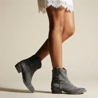 Ella | Damen Lässige Cowboy Blockabsatz Stiefeletten – Grau