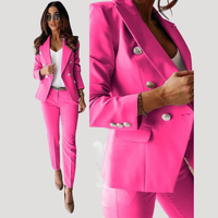 Elske | Damen Zweireiher Blazer Hosenanzug Set – Dunkelrosa