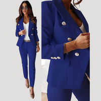 Elske | Damen Zweireiher Blazer Hosenanzug Set – Marine