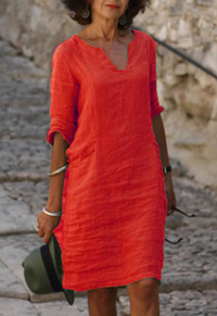Elvy | Elegantes Kleid mit V-Ausschnitt – Rot