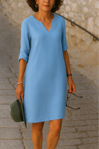 Elvy | Elegantes Kleid mit V-Ausschnitt – Hellblau