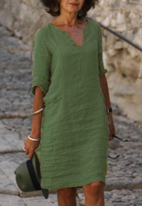 Elvy | Elegantes Kleid mit V-Ausschnitt – Grün