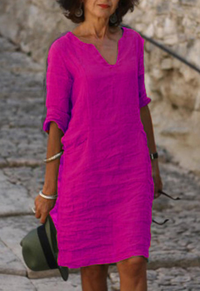 Elvy | Elegantes Kleid mit V-Ausschnitt – Lila
