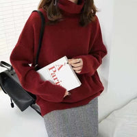 Isabel- Stylischer Rollkragenpullover – Dunkelrot
