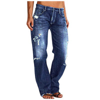 Emilia | Weite Used-Jeans mit hoher Taille – Dunkelblau