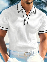 Emilio | Herren geripptes maßgeschneidertes Poloshirt – Weiß