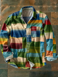 Germaine – Unisex Langarm Hemd in Schlichter Regenbogenfarbe – Grün