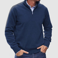Erasmus | Herren Half-Zip Pullover Langarm Strickpullover – Marine
