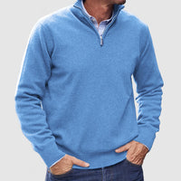 Erasmus | Herren Half-Zip Pullover Langarm Strickpullover – Blau
