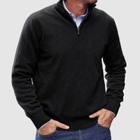 Erasmus | Herren Half-Zip Pullover Langarm Strickpullover – Schwarz
