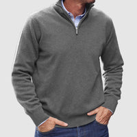 Erasmus | Herren Half-Zip Pullover Langarm Strickpullover – Grau
