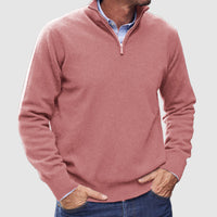 Erasmus | Herren Half-Zip Pullover Langarm Strickpullover – Rosa