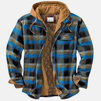 Erich | Herren Warme Karierte Jacke mit Knopfleiste – Blau/Khaki