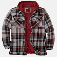 Erich | Herren Warme Karierte Jacke mit Knopfleiste – Rot