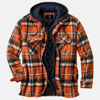 Erich | Herren Warme Karierte Jacke mit Knopfleiste – Orange