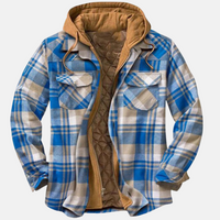 Erich | Herren Warme Karierte Jacke mit Knopfleiste – Hellblau