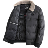 Erik | Herren Gesteppte Thermojacke mit Fellkragen – Schwarz