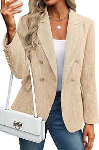 Estrid | Damen Zweireihiger Blazer mit Reverskragen – Khaki