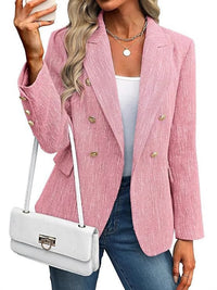 Estrid | Damen Zweireihiger Blazer mit Reverskragen – Hellrosa