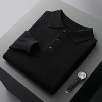 Ethan | Herren Strick Polopullover – Schwarz