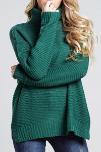 Grobstrickpullover Damen | Rollkragenpullover mit Langen Ärmeln – Grün