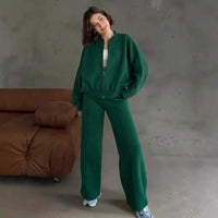 Naomi™ Premium-Sweatshirt-Set mit Zip-Jacke – Dunkelgrün
