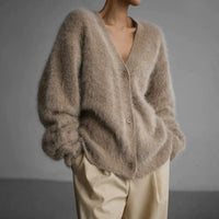 Strickjacke Damen Weich V-Ausschnitt | Elegant Locker – Beige