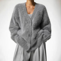 Gemütliche Strickjacke für Damen | Langarm – Dunkelgrau