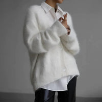 Gemütliche Strickjacke für Damen | Langarm – Elfenbein