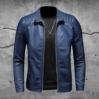 Elegante Premium Bikerjacke für Herren | Langarm – Blau