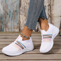 Lioray - Lässiger Sneaker Mit Streifen – Weiß mehrfarbige Streifen